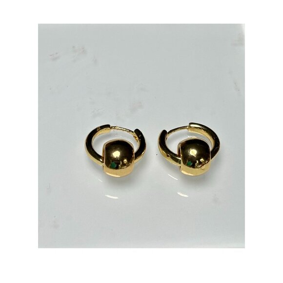 Gold-Plated Hoop Earrings With Detachable Bead Ball Everyday Mini Earrings - Picture 1 of 5